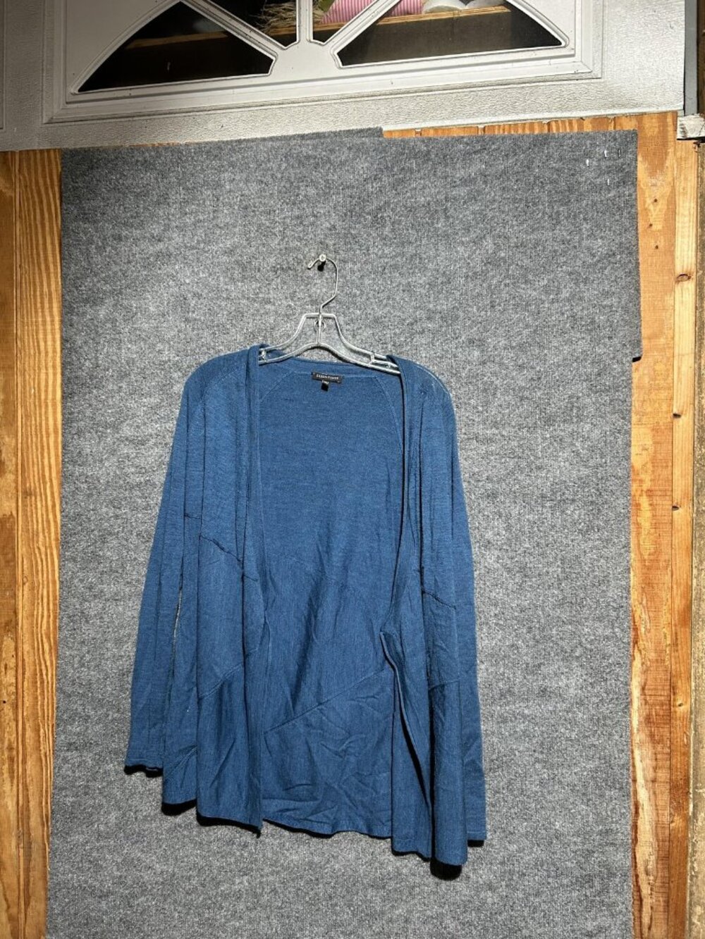 Eileen Fisher Cardigan Sweater Womens Small Blue Merino Wool Open Front Knit